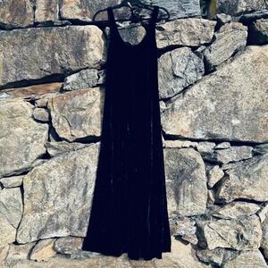 Vintage 90s Uru Kristine St. Rrik Bias Cut Navy Crushed Velvet Slip Dress‎ OS